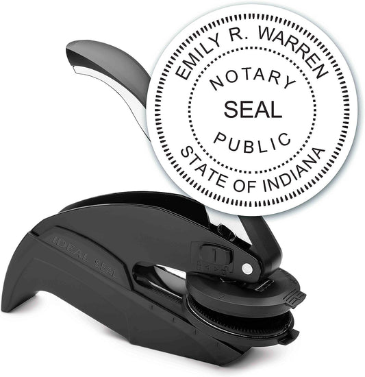 MaxMark Notary Seal Round Embosser for Indiana State - Includes Gold Burst Seal Labels (50 Count)
