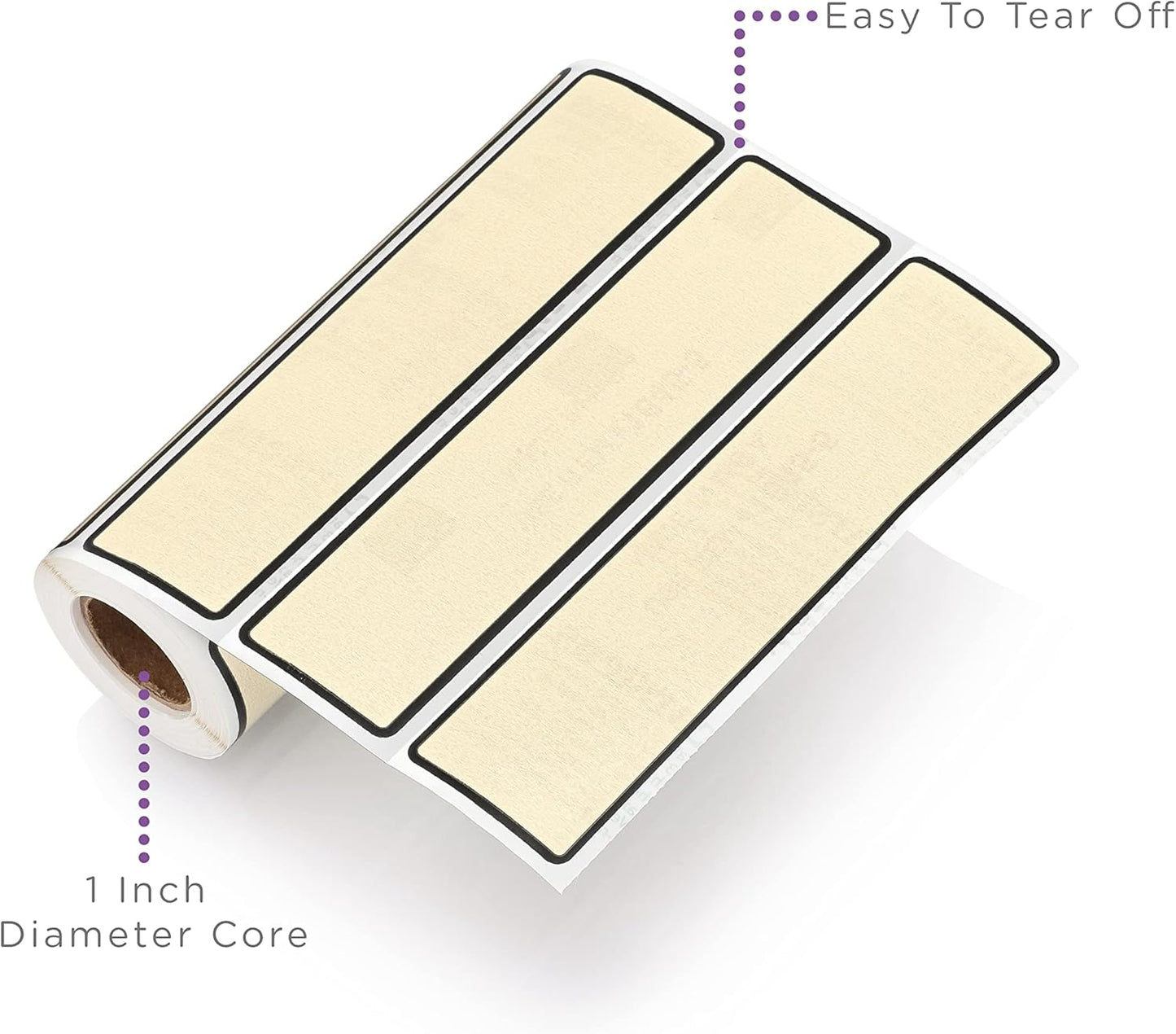 Carstens Adhesive Sticker Labels, 5 3/8” x 1 3/8”, Binder Labels for 1.5” – 4” Ring Binder Spines, Tan, Roll of 200