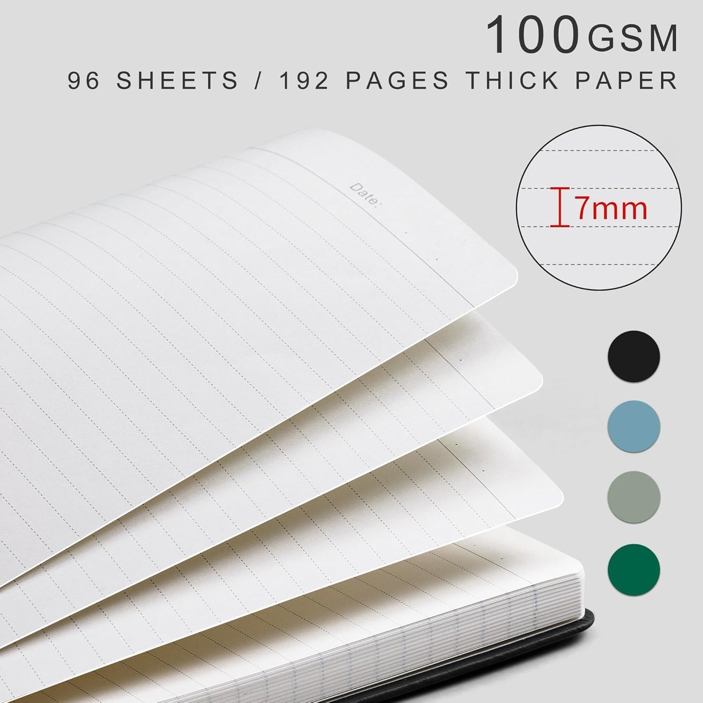 EMSHOI Hardcover Leather Lined Journal - 8.5" x 11" College Ruled Notebook for Women & Men, 192 Pages, 100 GSM Thick Paper, Sticky Notes - Professional A4 Writing Journal for Work, Office, Black