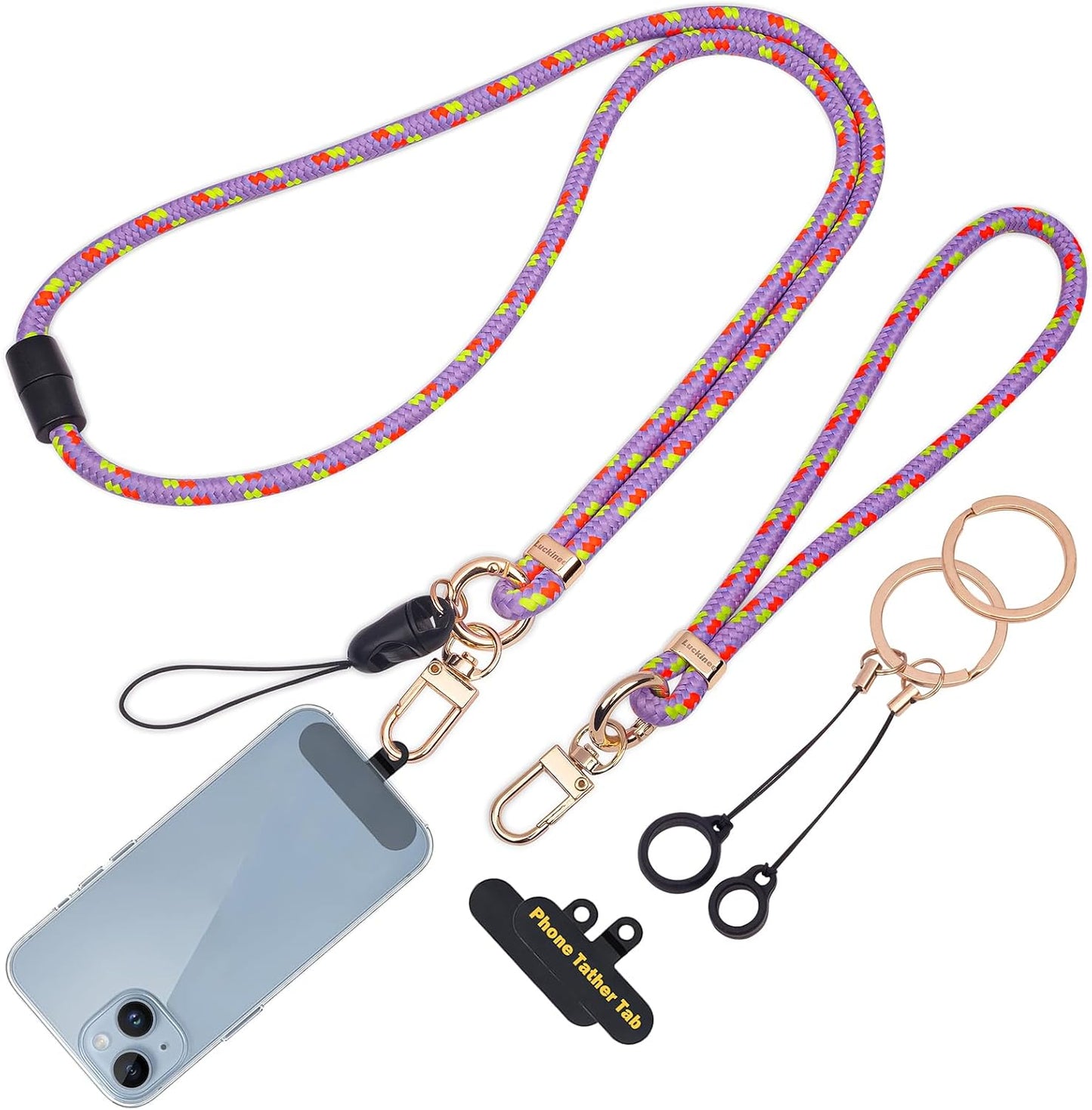 Cell Phone Lanyard with Safety Breakaway Buckle, Phone Neck Strap and Wrist Lanyard Strap, Phone Patches, Keyrings