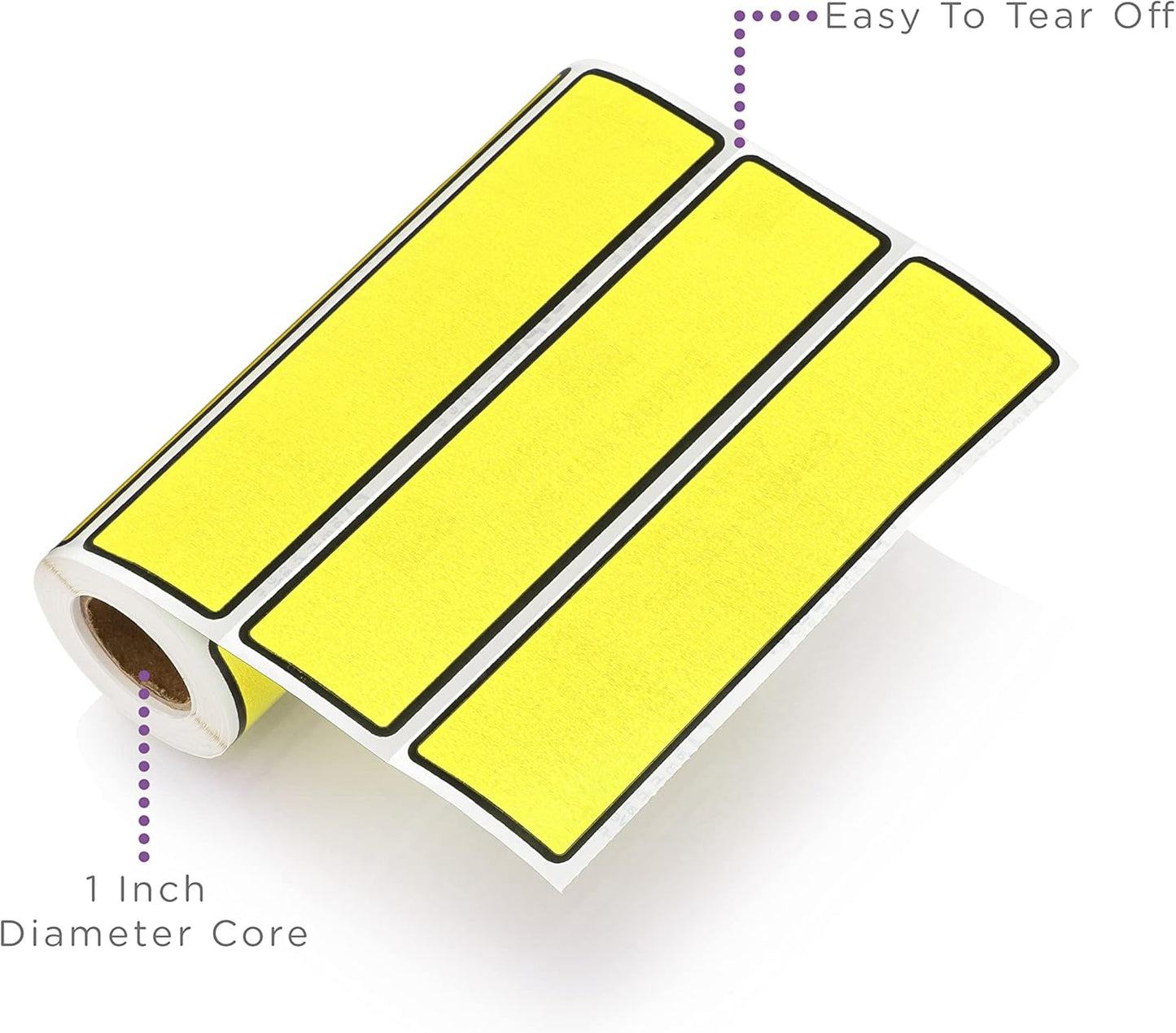 Carstens Adhesive Sticker Labels, 5 3/8” x 1 3/8”, Binder Labels for 1.5” – 4” Ring Binder Spines, Yellow, Roll of 200