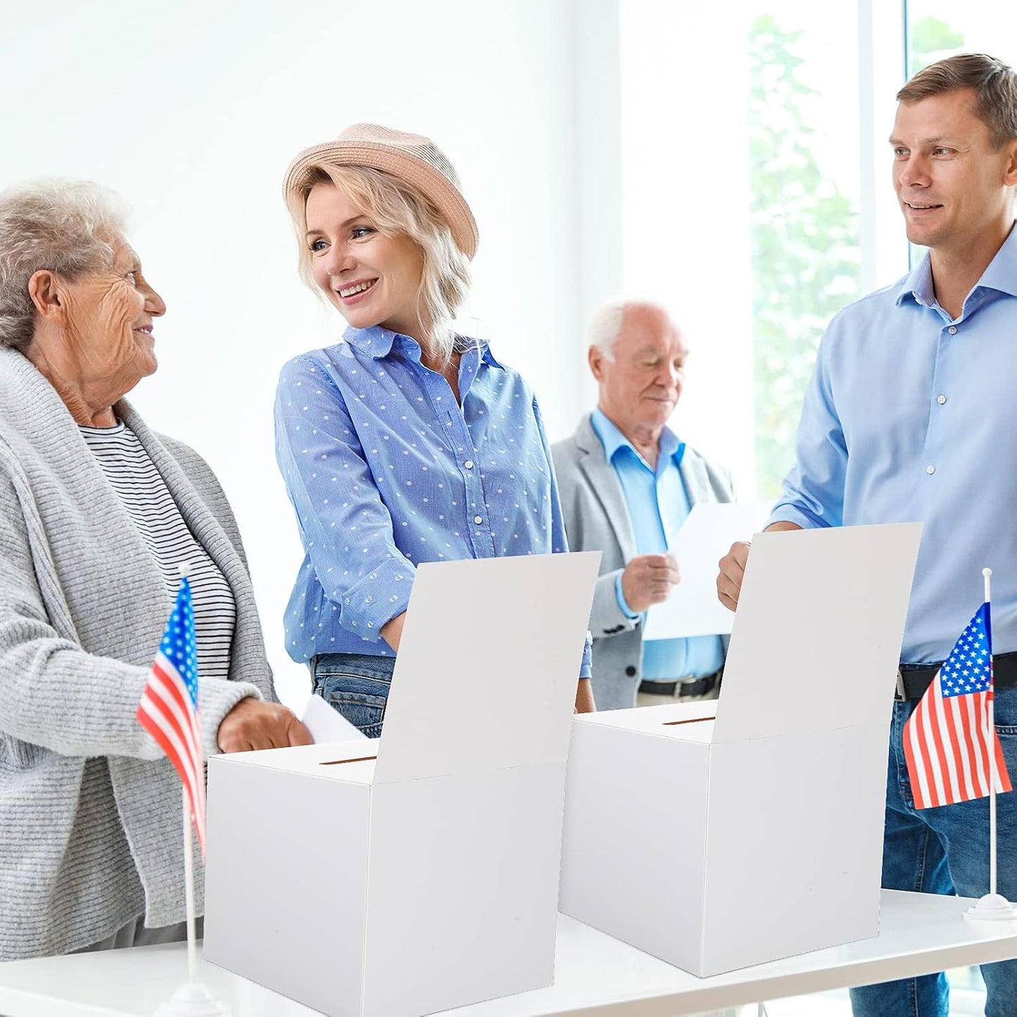 CHENGU 6 Pieces Raffle Ticket Box, 10 x 10 x 10 Inch Cardboard Box with Slot, Large Donation for Fundraising, Tip Jar, Suggestion for Collecting and Donation (White)