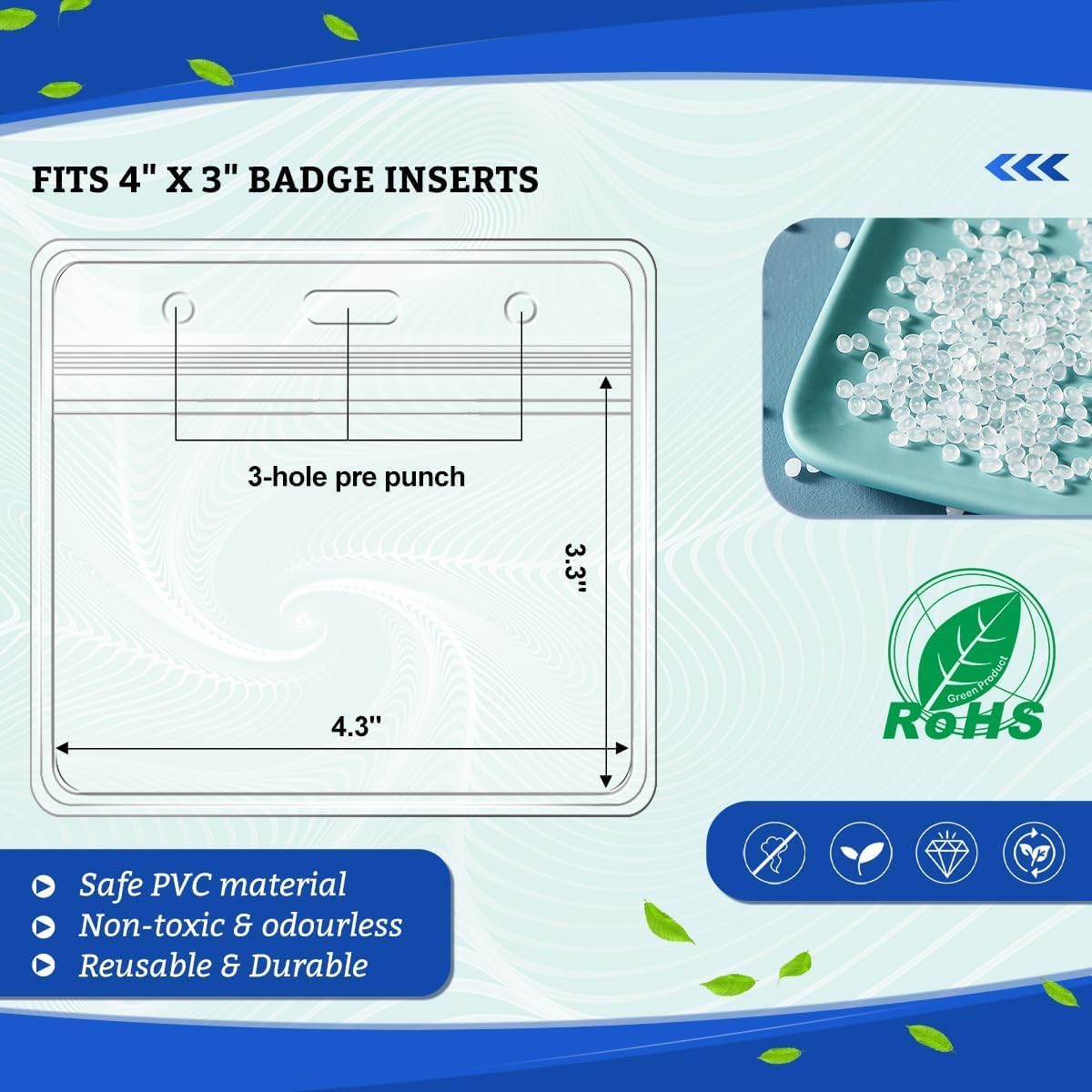 200 Pcs Clear Plastic Extra Thick Horizontal Card Holders, 4x3 Inch Sealable Waterproof Name Badge Bank ID Card Protector