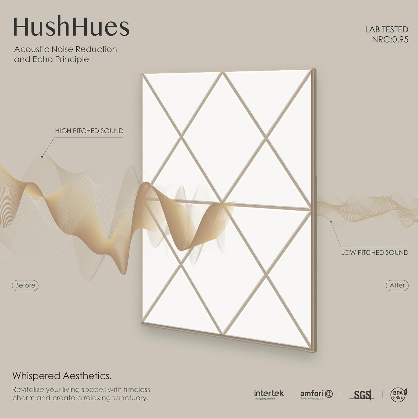 12-Pack Acoustic Panels, 16"x12"x0.4" Large Acoustic Wall Panels, Self-Adhesive Sound Absorbing Panels for Recording Studios & Offices, White+Camel Decorative Acoustic Panels