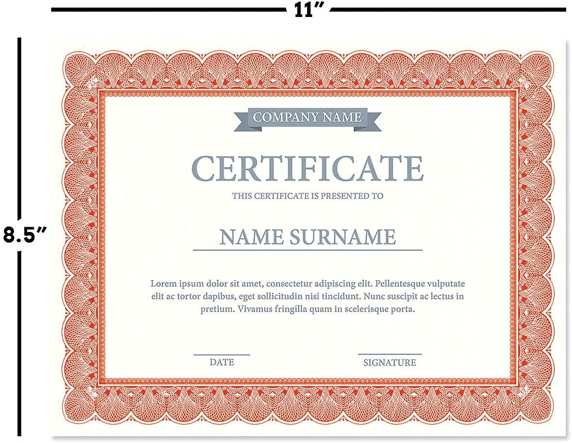 Elite Red & White Parchment Certificate Papers - Pack of 100, Laser & Inkjet Printer Compatible, For Office, Business Awards, Graduation, School Diplomas, 8-1/2" x 11" on 60 lb.Text Stock