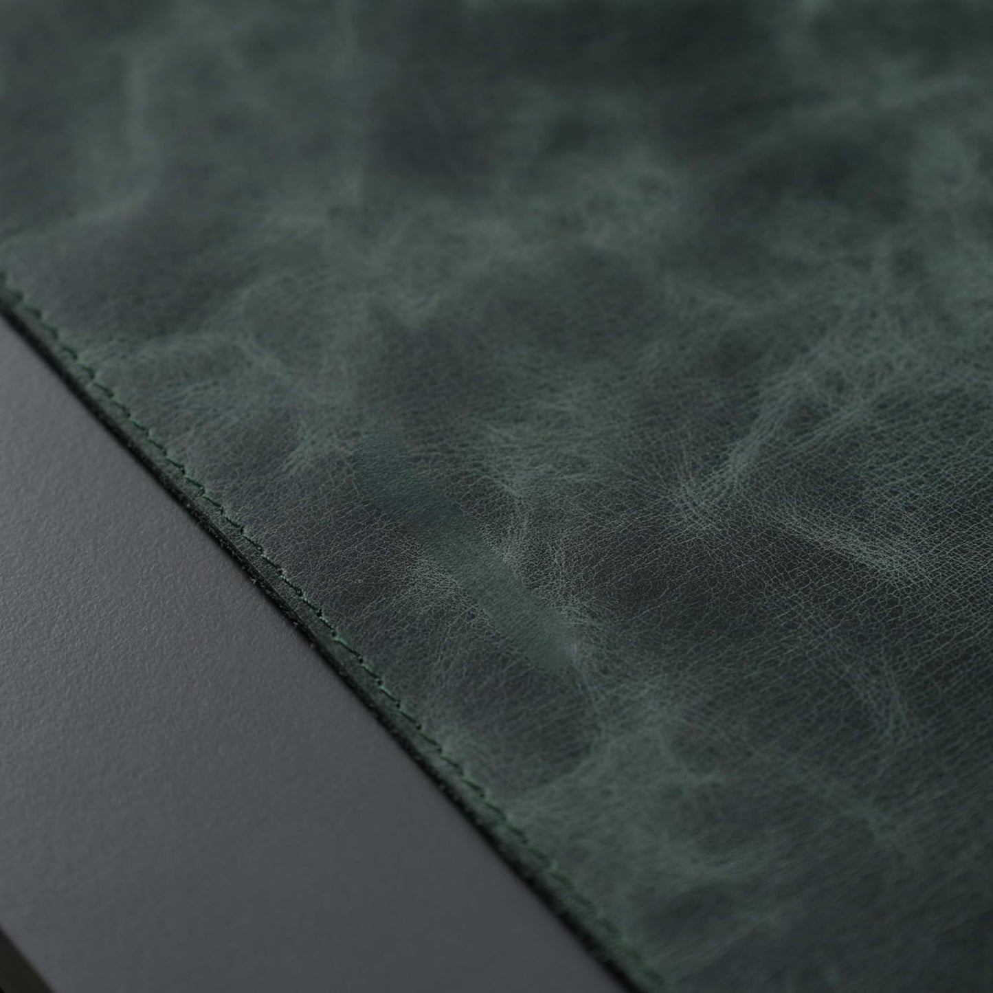 Jersey Genuine Calfskin Leather Desk Pad, Office Desk Mat with Non-Slip Bottom, Smooth Surface for Mouse & Keyboard, Desk Protector (14.6x31.5 inches) (Dark Green)