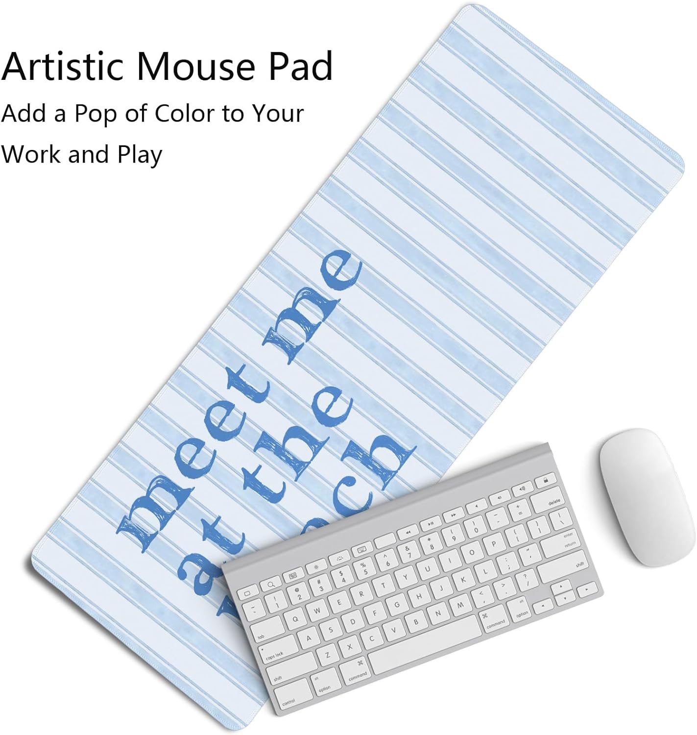 Blue Ocean Beach Room Mouse Pad,Light Blue Coastal Room Decor Mouse Pad,XL Large Ocean Desk Mat,Girly Summer Beachy Gaming Pads,Meet Me at The Beach Desktop Decor Art,31.5x11.8 Inch