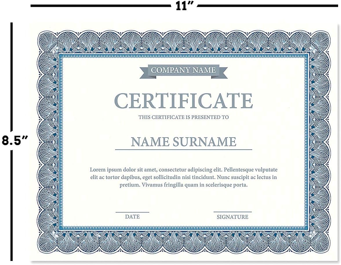 Elite Blue & White Parchment Certificate Papers - Pack of 25, Laser & Inkjet Printer Compatible, For Office, Business Awards, Graduation, School Diplomas, 8-1/2" x 11" on 60 lb.Text Stock
