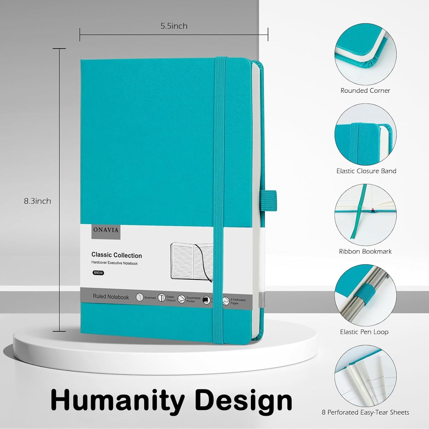 6 Pack Lined Journal Notebooks for Work, Travel, College, A5 Size 100 GSM Thick Paper, Classic Ruled, Hardcover Notepad for Writing 160 Pages, 5.5 x 8.3 inch, 6 Multicolors