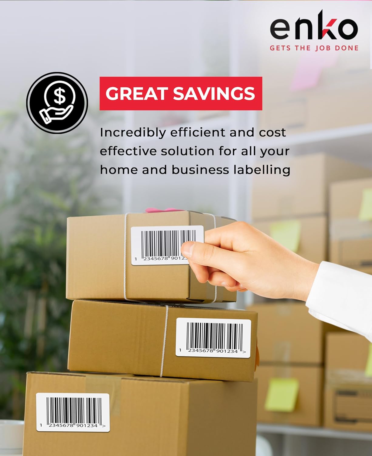 enKo Products - 4" x 6" Fanfold Direct Thermal Labels - White Shipping Labels, Perforated, Permanent Adhesive for Rollo, Zebra Printers (4 Stack, 2000 Labels) 500 Labels/Stack - Commercial Grade