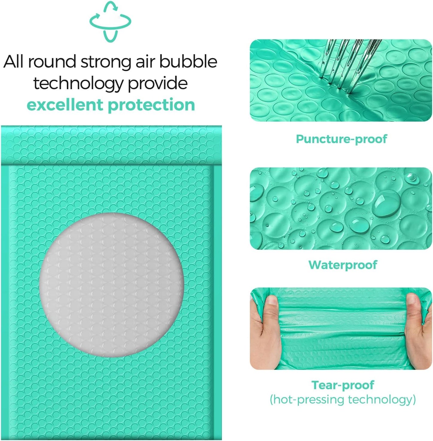 Fuxury Bubble Mailers 10.5x16 Inch 25 Pack Self Seal Padded Envelopes Large Shipping Envelopes Waterproof Padded Mailers Bubble Bags for Mailing, Packaging, Small Business, Teal #5
