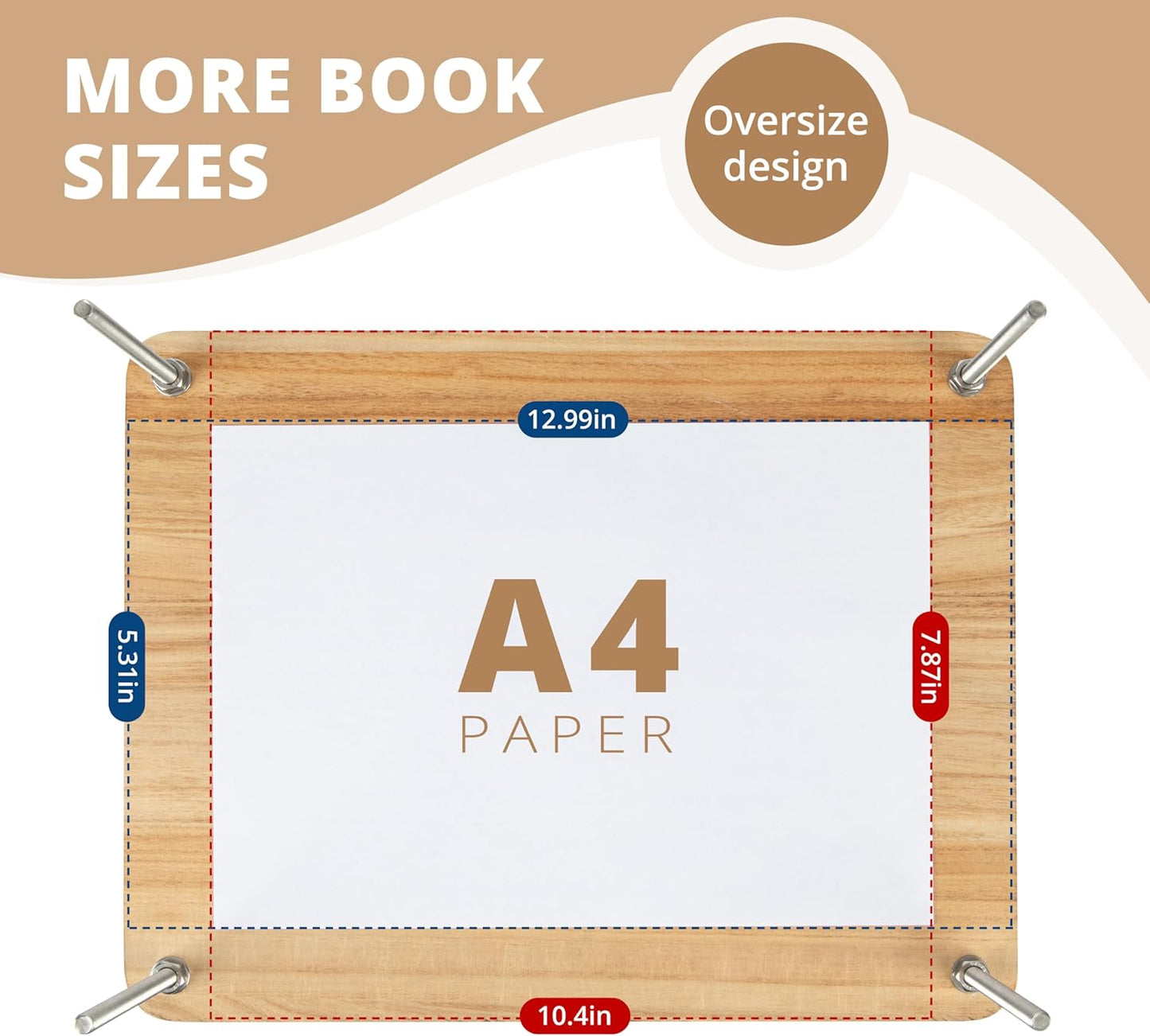 Wooden Book Press - 14.7x11.4 Large Craft Press with Comfort Grip Handle & Non-Slip Round Foot Pads, Ideal for Bookbinding, Scrapbooking, and DIY Projects