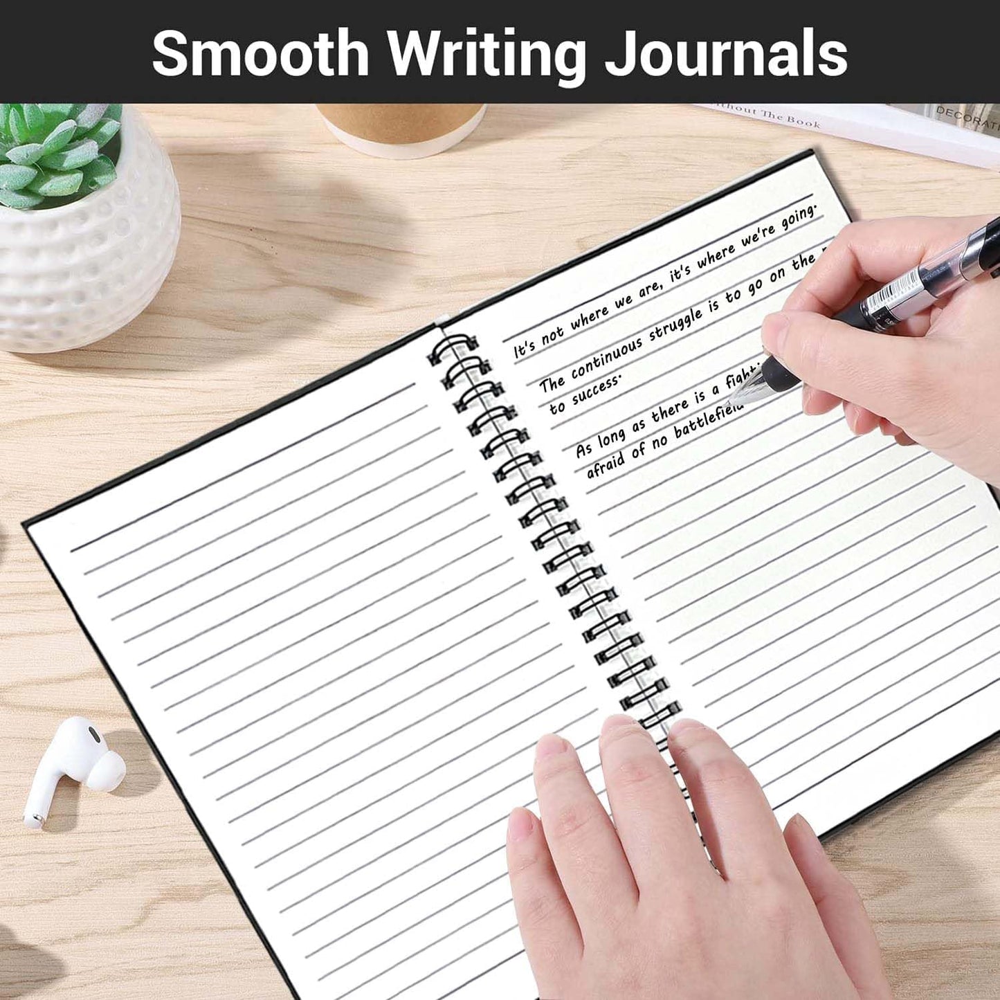 GINMLYDA 4Pack Small Spiral Notebook A5, 8.25x5.5” 120 Lined Pages Wide Ruled Spiral Journal Bulk Blank Kraft Cover Spiral Bound Notebook & Writing Pads for Home Office Meeting Work Note Taking