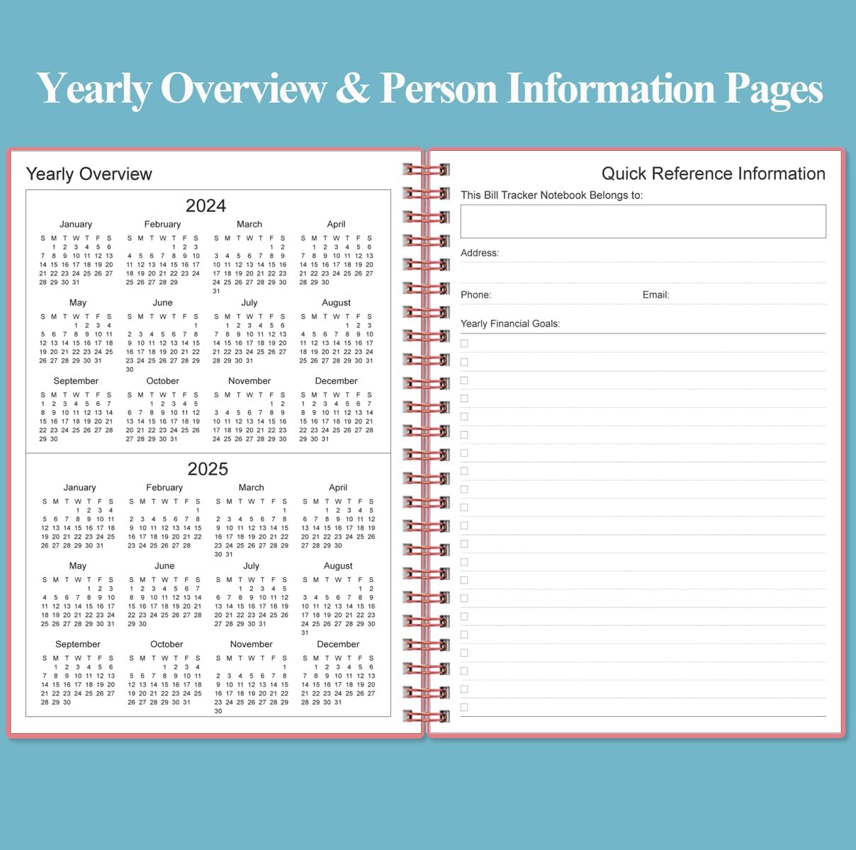 Bill Payment Tracker Notebook - Monthly Bill Organizer & Planner for Personal Budgeting Financial, Payments Checklist Organizer, 5.8" x 8.5", Pink