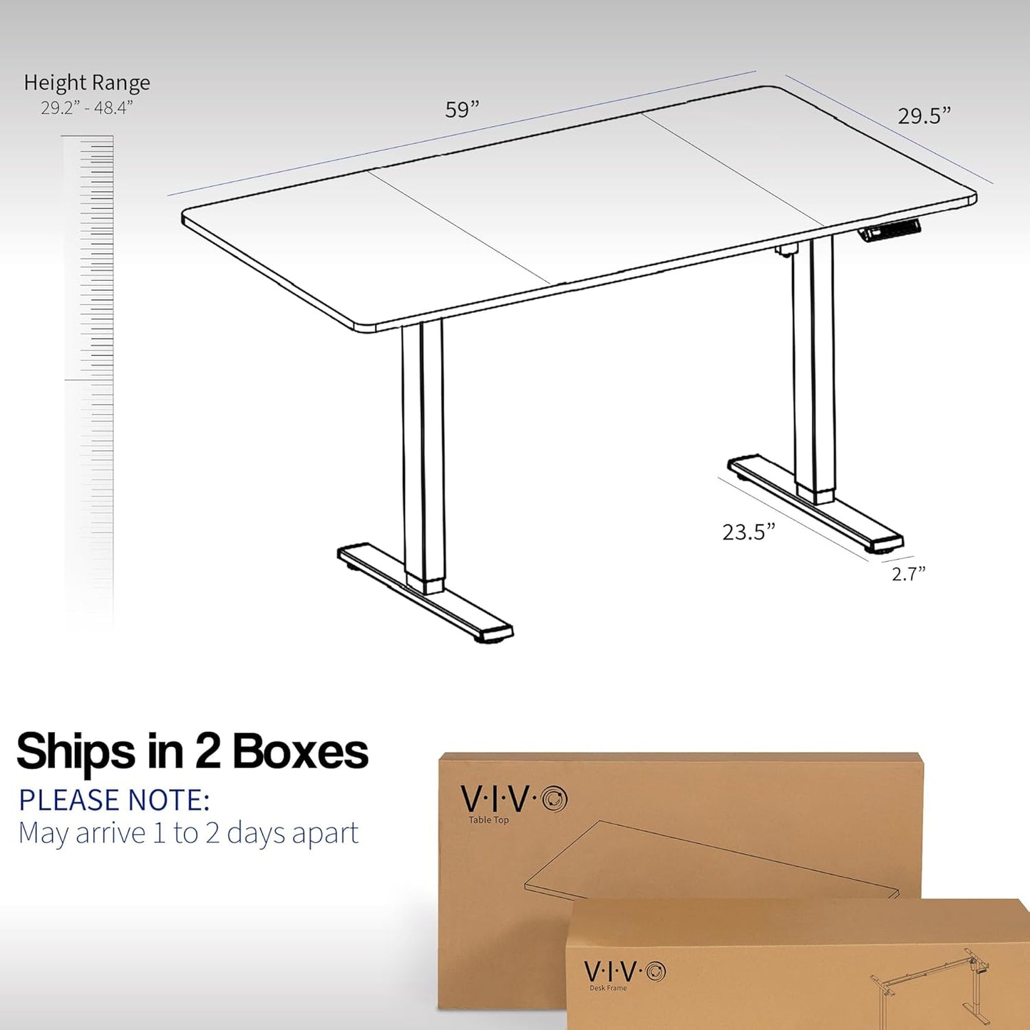 VIVO Electric 60 x 30 in Standing Desk, Memory Height Adjustment, 1B Series, Dark Gray Top Gray Frame, DESK-KIT-1G6G-30