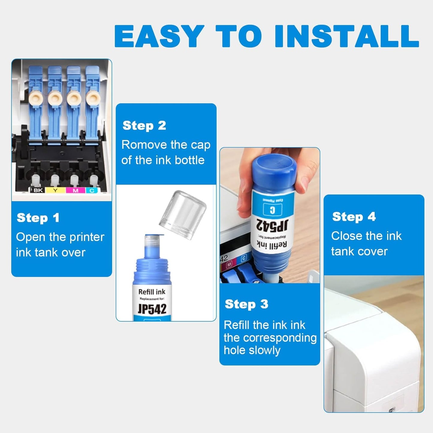 542 Black Ink Compatible 542 Ink Refill Bottles T542 Ink Work for ET-5800 ET-5850 ET-5880 ET-5150 ET-5170 ET-5180 ET-16600 ET-16650 ST-C8000 ST-C8090 Printer (2 x Pigment Black)