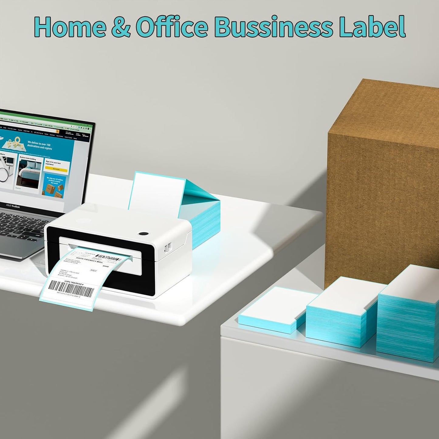 FungLam Direct Thermal Shipping Labels - Pack of 500 4x6 Thermal Labels Fanfold - Perforated and Strong Adhesive