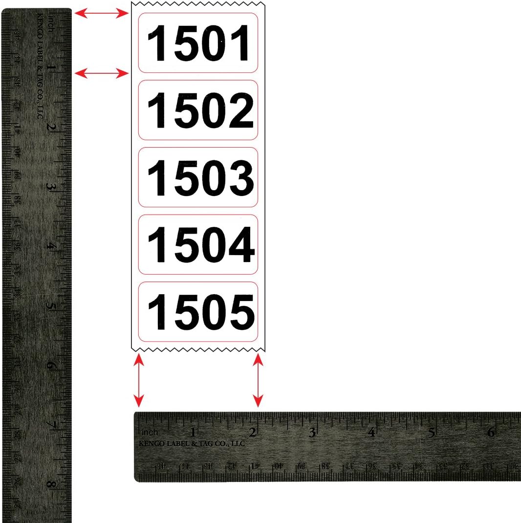 Consecutively Numbered Labels Self Adhesive Durable Vinyl- Measure: 2" X 1" by Kenco (ROLL 1501-2000)