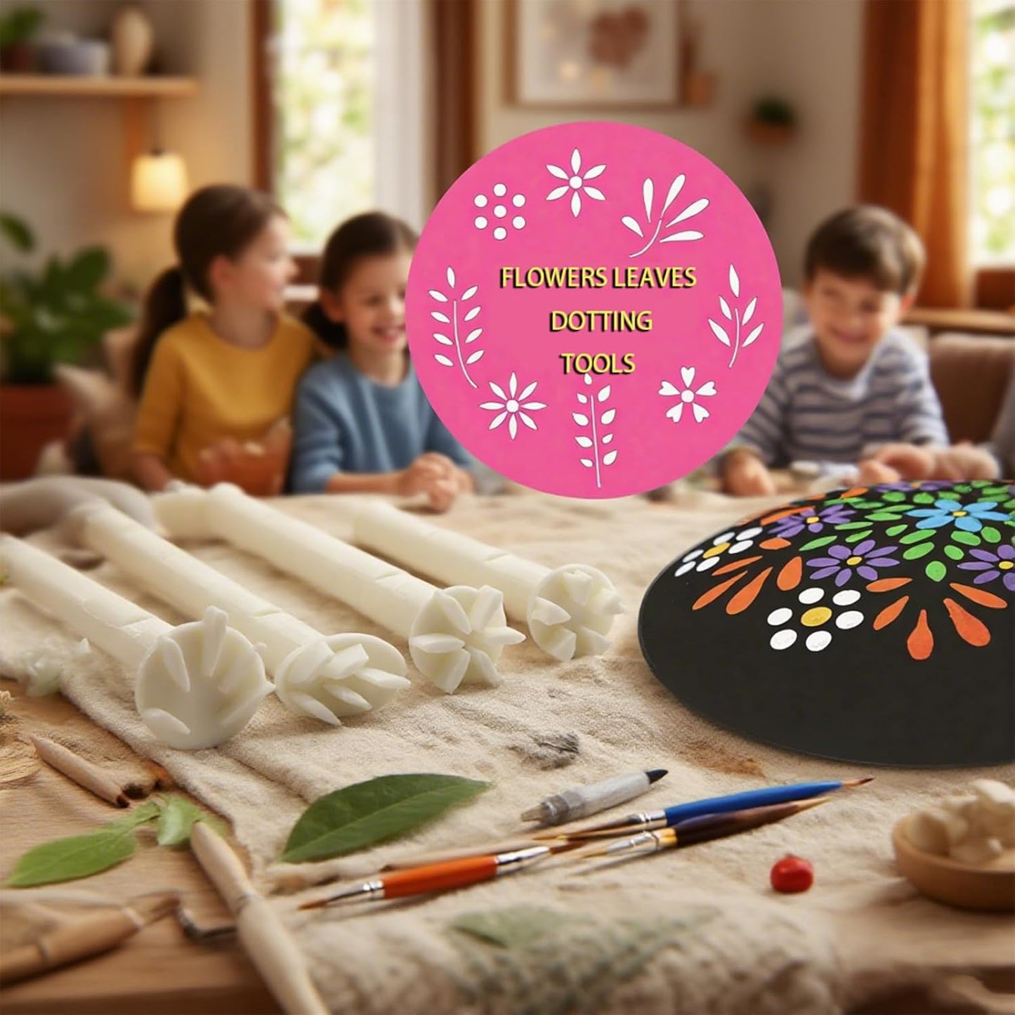 Flower Floral Dotting Tools Set: 3D Printed Stamps for DIY Graffiti. Flowers, Leaves, Cat Paw Patterns. Drawing Templates for Dot Painting. (A)