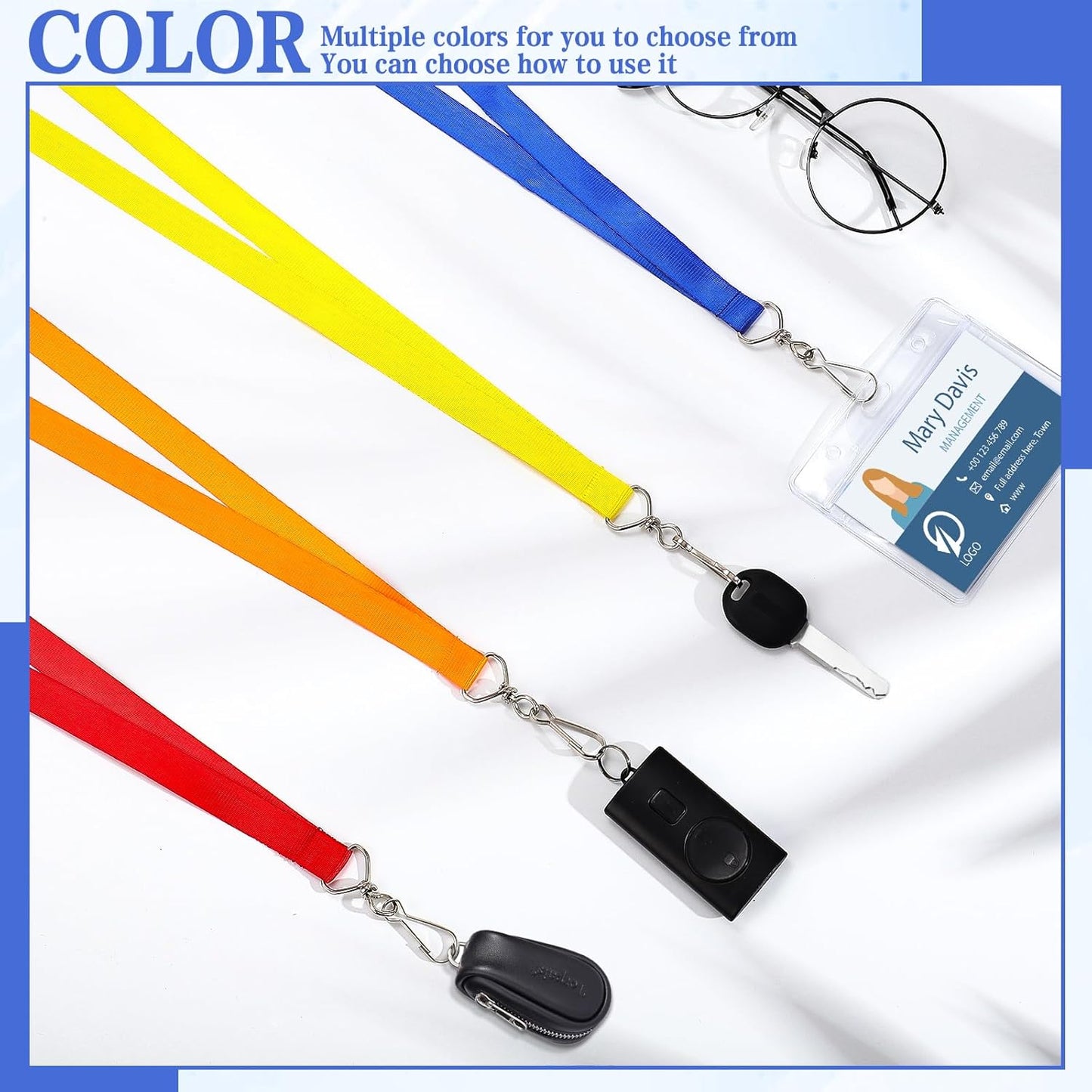 80 Pcs Breakaway Lanyard for Id Badges, 8 Color Breakaway Flat Badge Lanyards with Swivel J Hook Break Away Lanyards for Teachers Volunteers Student Team Activities
