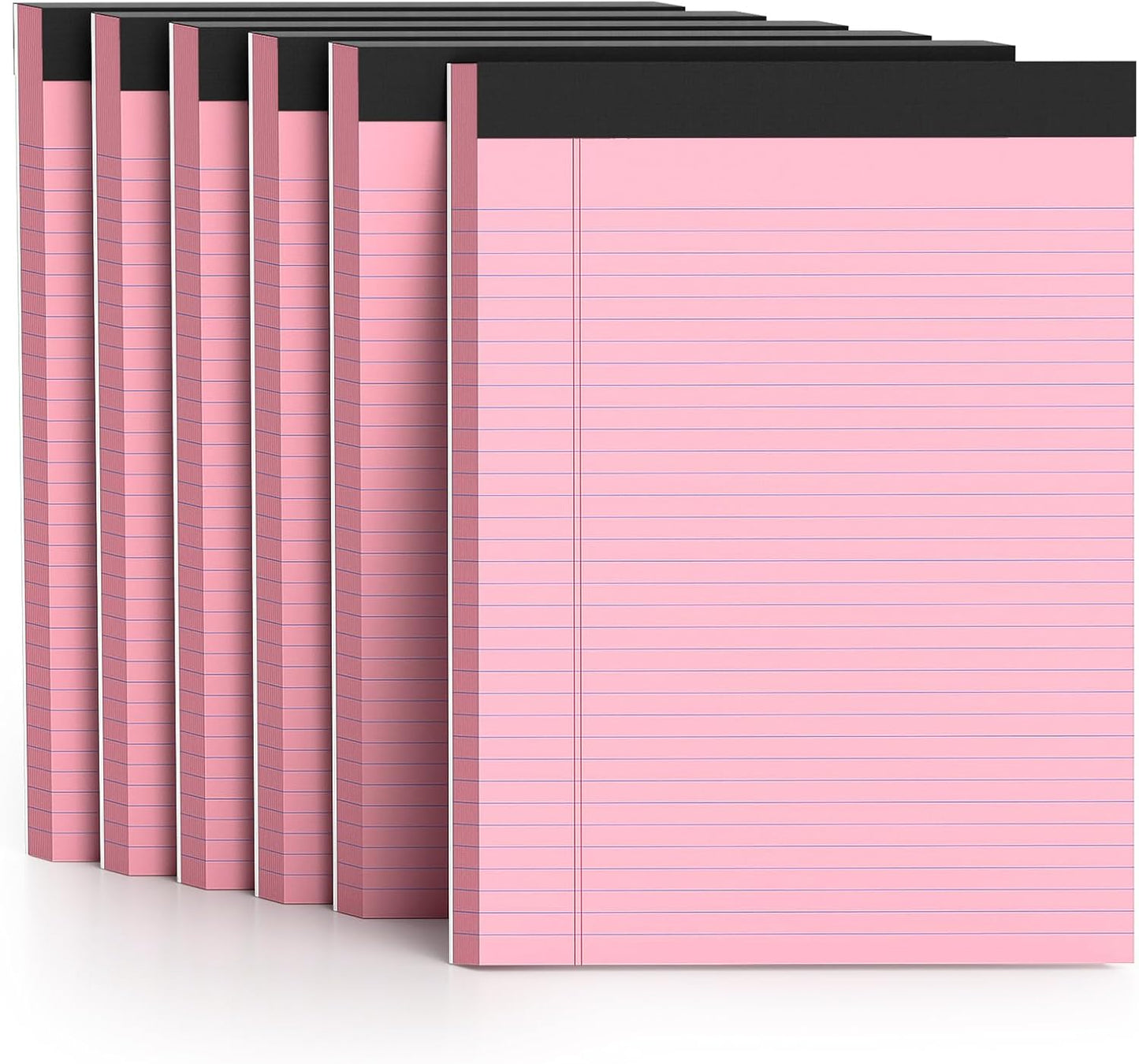 300 Sheets Pink Legal Pads 8.5 x 11 College Ruled Paper 6-Pack Note Pad Narrow Ruled 50 Sheets per Notepad Perforated Writing Pad Durable Sturdy Back 8x11 Pads of Paper