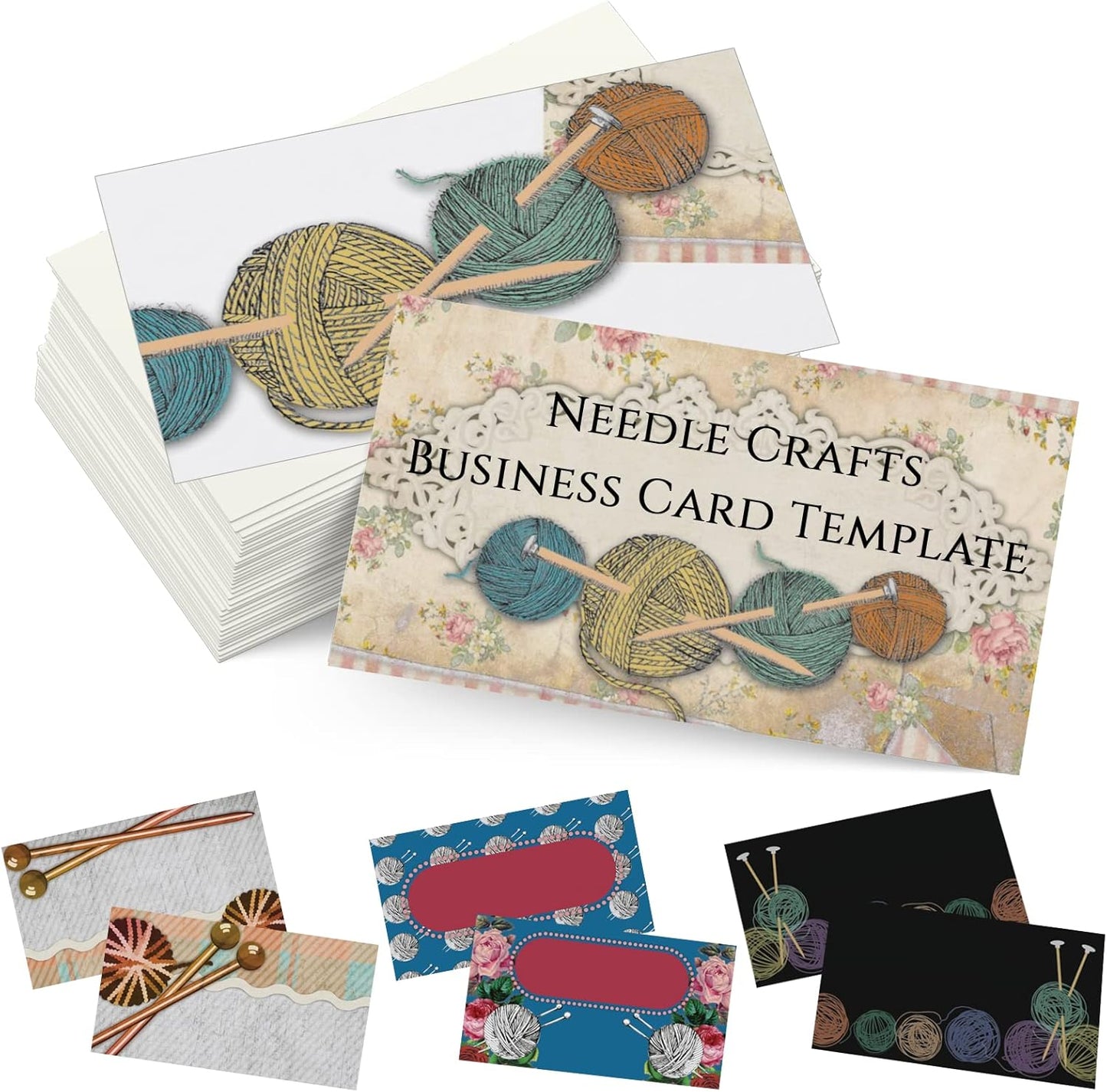 Custom Business Cards Personalized Business Cards for Small Business 300gsm Matte Paper Front & Back Sides Printed 3.5" x 2" - Needle Crafts Template