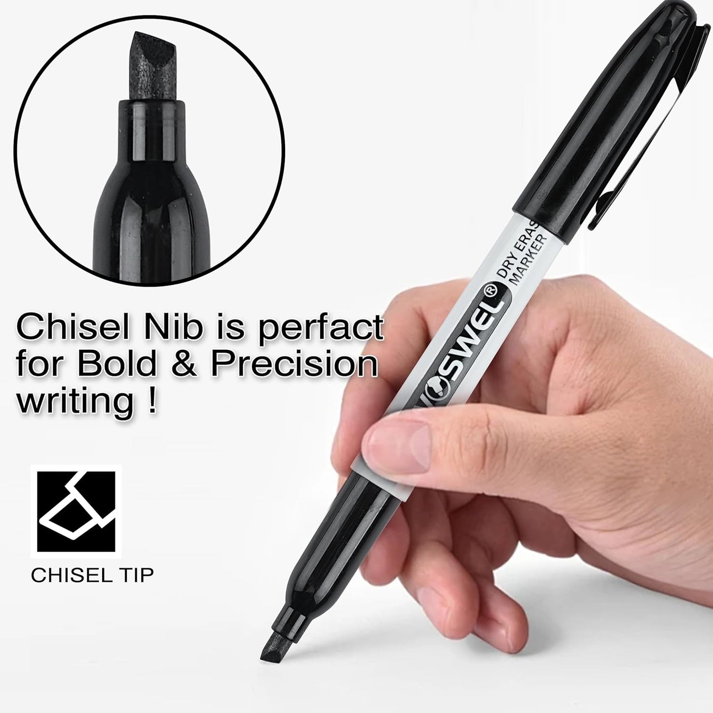 Dry Erase Markers Bulk, 144 Pack Black Chisel Tip Whiteboard Markers, Low Odor Dry Erase Markers for School Office Home