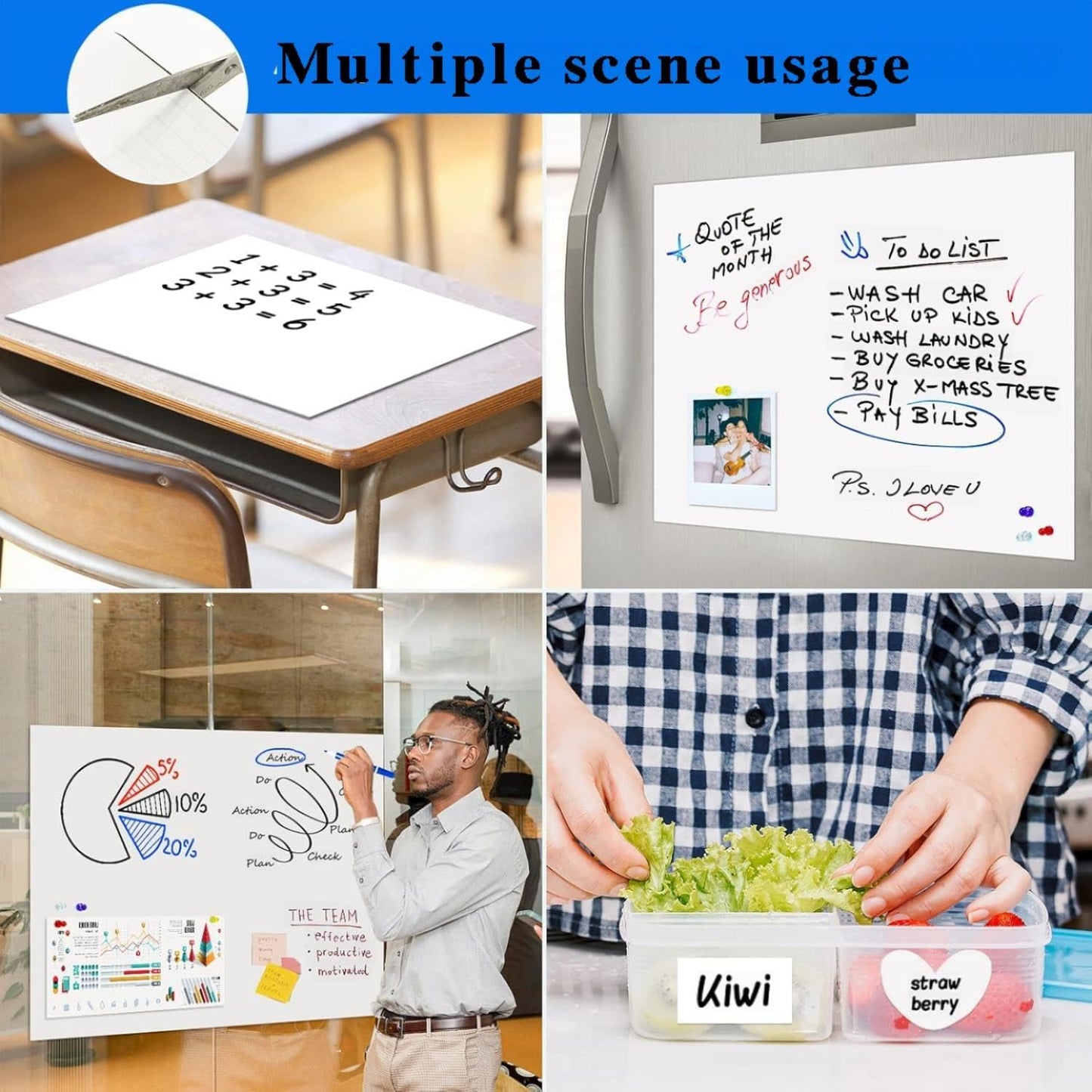 Magnetic Whiteboard Contact Paper, 24" x 39" Stick on Magnetic Dry Erase White Board Sticker on Wall, Easy to Write for Drawing, School, Office, Kitchen Fridge