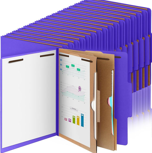 36 Pcs Classification Folders Letter Size, 2 Pocket Dividers Pressboard File Folder with Fasteners, Expanding File Organizer Bulk for Teachers, Clergy, Office, Church, Christmas (Purple)