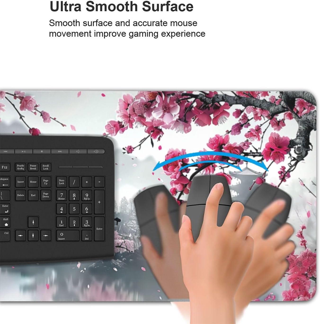 35.4 x 15.7 in, Waterproof XXL Large Mouse Pad for Desk, Extended Keyboard Mouse Mat for Computer Office, Big Laptop Mouse pad, Gaming Pc-Pink Cherry Blossom