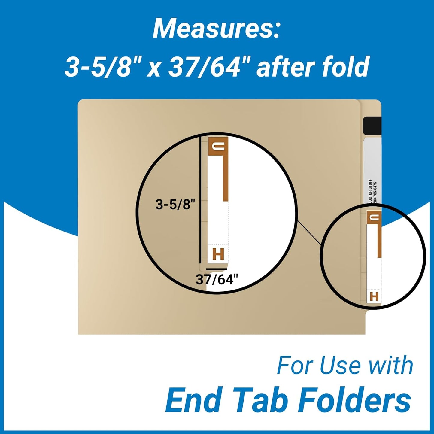 Doctor Stuff - File Folder Labels, Alphabet Letters, H/U, Compatible with Smead NCC - SNCC Series Alpha Stickers Dark Brown, 1-5/32" x 3-5/8, 100/Package