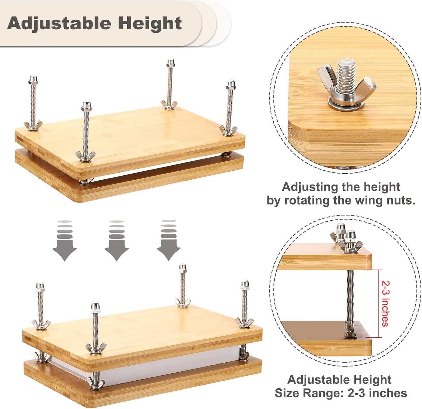 PATIKIL Wooden Book Press, 11.5x7.9Inch Portable Bamboo Book Press Bookbinding Machine Tool Kit One Layer for Book Binding Supplies Handmade Paper Press, Wood