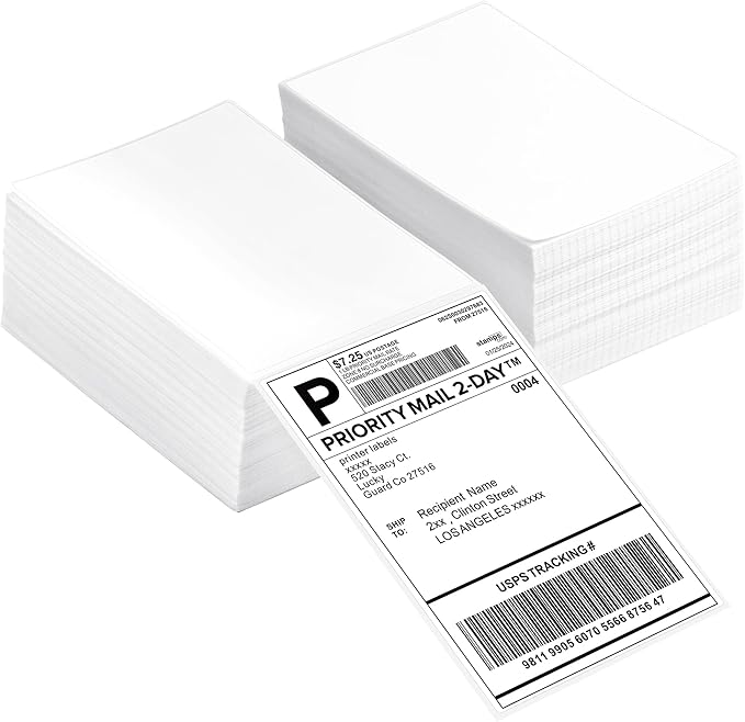 Fanfold 4" x 6" Direct Thermal Labels 1000 Thermal Printer Paper 2 Stacks Shipping Labels