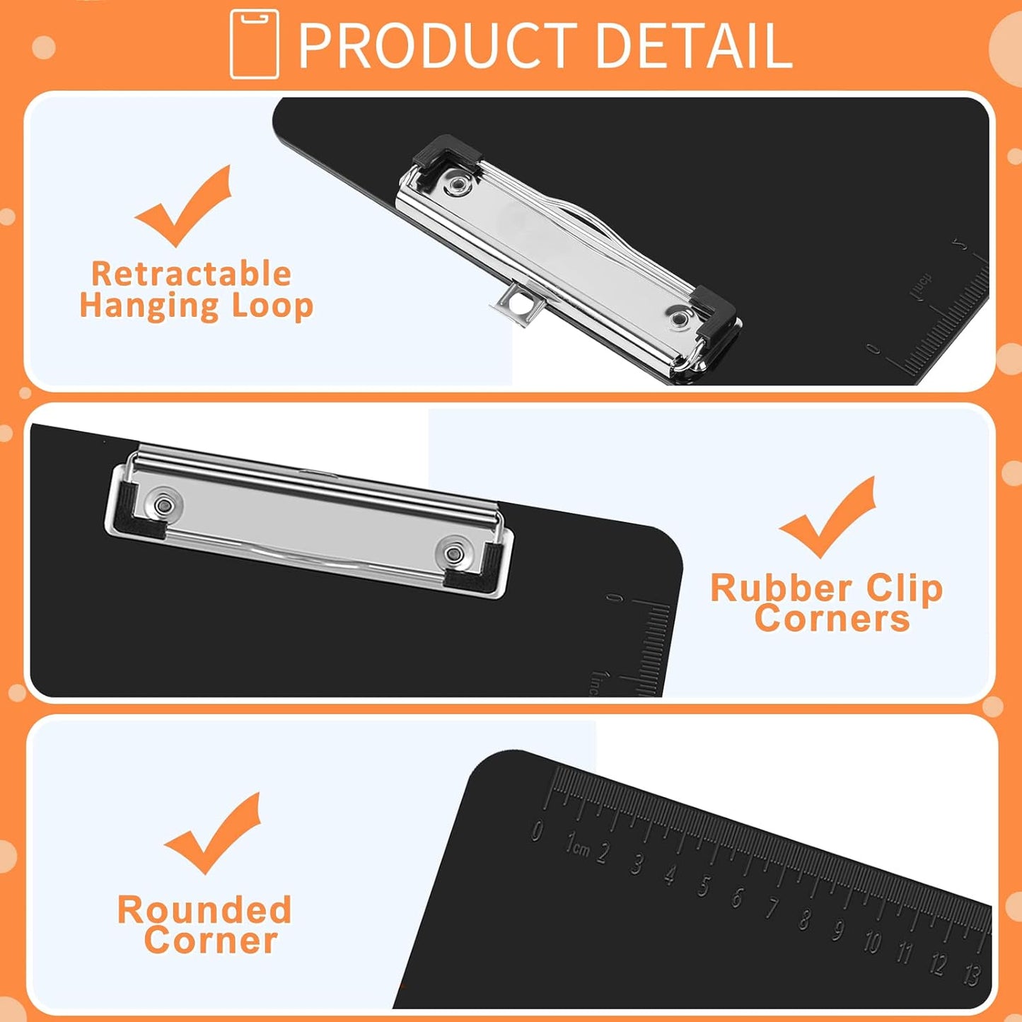 Black Clipboards, PANDRI 12 Pack Plastic Black Clipboards with Low Profile Clip 12.5 x 9 Standard Letter Size Clipboard for classrooms Office