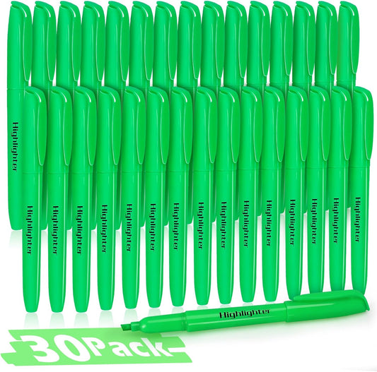 Duchong Highlighters, 30 Packs Green Highlighter Bright Colors Bulk, Chisel Tip Dry-Quickly No Bleed Highlighter Markers for Adults Kids, Office Classroom Must Have, School Supplies for Teachers
