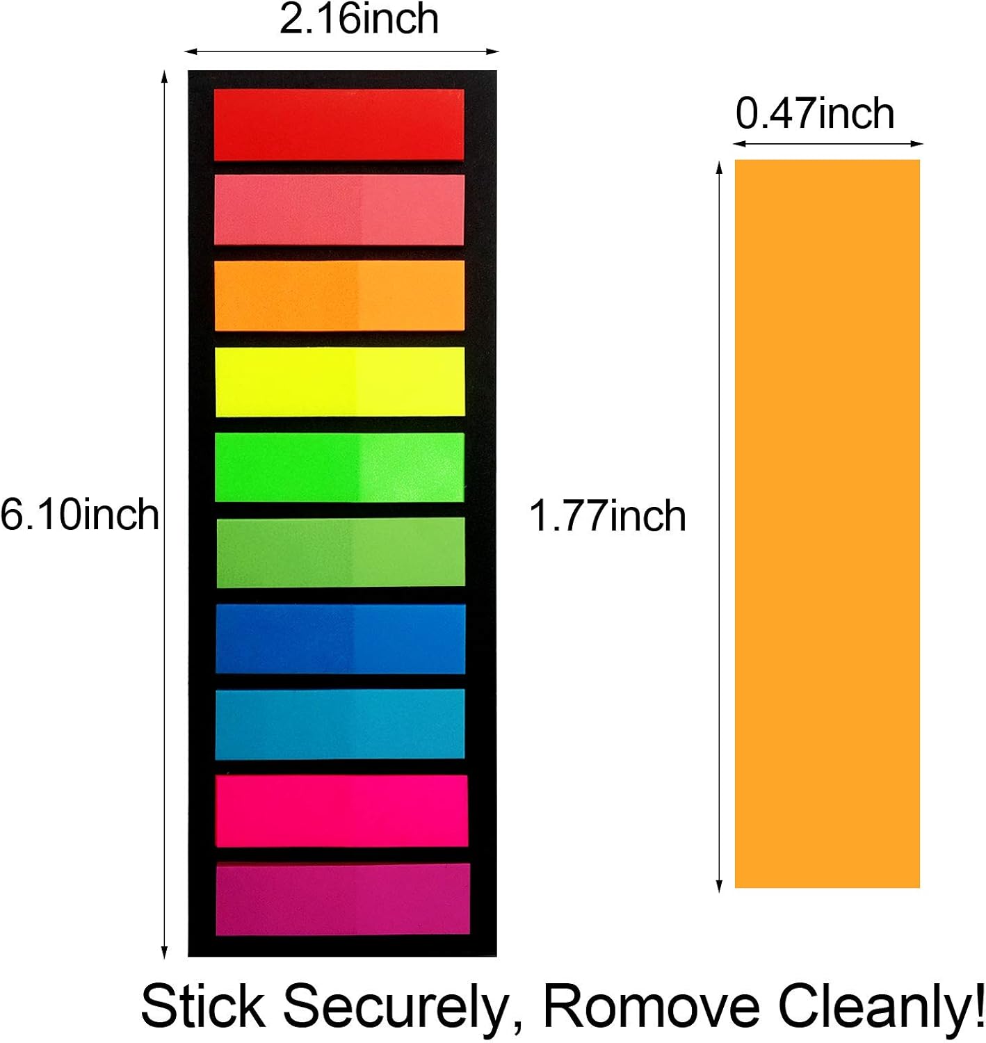 1200Pcs Colored Page Markers,6Set Fluorescent Sticky Tabs in 10 Primary Color,Neon Sticky Notes Flags,Waterproof Writable Translucent Page Flags for Books,Notebook,Removes Cleanly (Neon 1 Design)