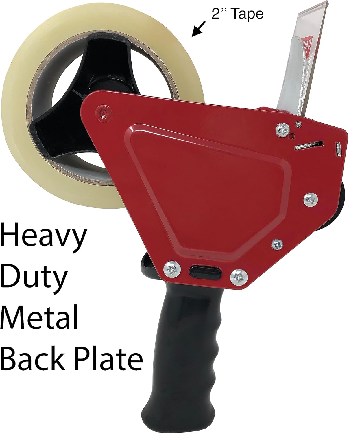 Clipco Premium Tape Dispenser Gun with Retractable Safety Blade and Tape Included (Pack of 3) (Red-Black)