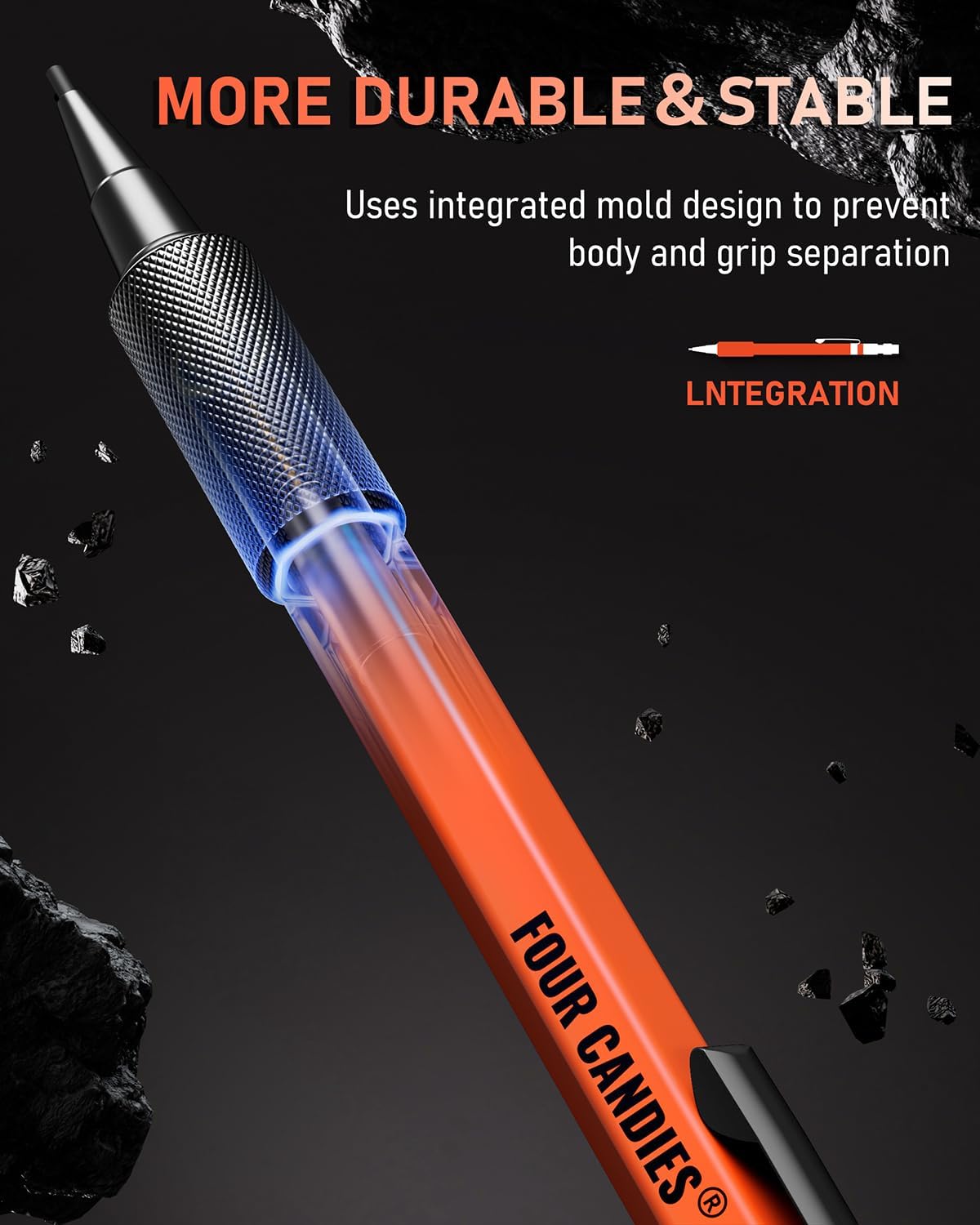 Four Candies 3PCS 1.3mm Mechanical Pencil Set with Case, Metal Heavy Duty Carpenter Pencils with 72 Refill(Red,Black,Yellow) 3Eraser, 16Eraser Refill, Weatherproof Body Outdoor Woodworking Marking