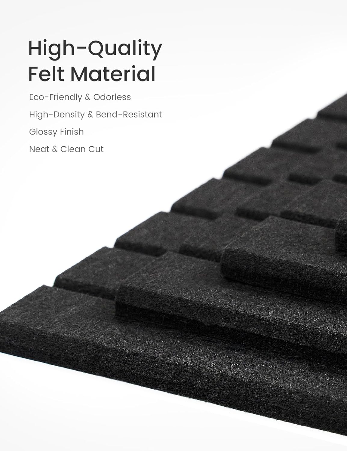 Bumusty Large Cork Board Alternative-36 x24 Felt Bulletin Board Tiles, with 30 Pushpins, 40 Adhesive Tabs, 6-Pack Slat Wall Paneling, Cork Boards for Office Push Pin Board Felt Board-Black