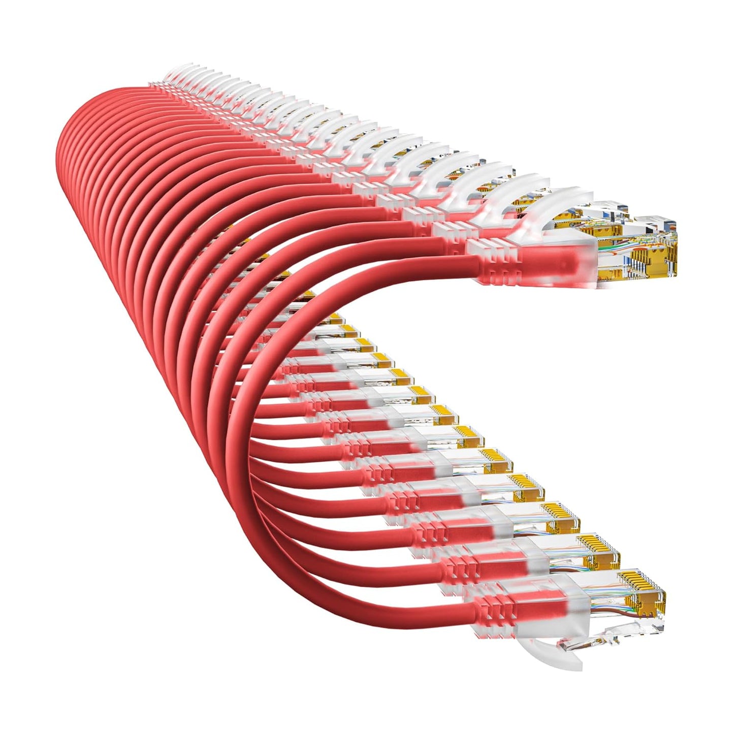 Cat6a Patch Cables 3ft (24 Pack) Slim, Cat6 Ethernet Patch Cable Pure Copper, Flexible Cat 6 Patch Cable 550MHZ 10G, Space-Saving Cat 6A Network Cables for Patch Panel, Red