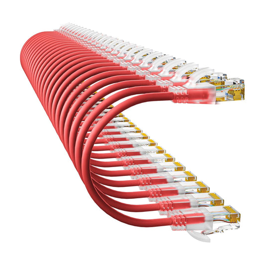 Cat6a Patch Cables 1ft (24 Pack) Slim, Cat6 Ethernet Patch Cable Pure Copper, Flexible Cat 6 Patch Cable 550MHZ 10G, Space-Saving Cat 6A Network Cables for Patch Panel, Red