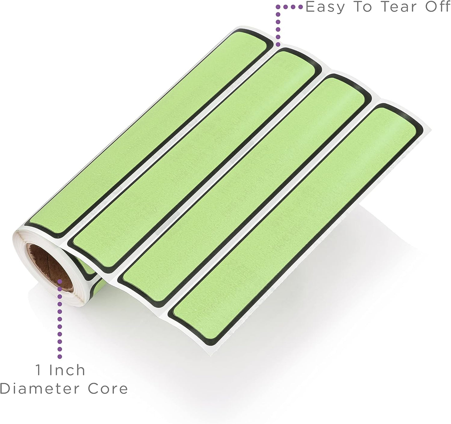 Carstens Adhesive Sticker Labels, 5 3/8” x 1”, Binder Labels for 1” Ring Binder Spines, Lime, Roll of 200