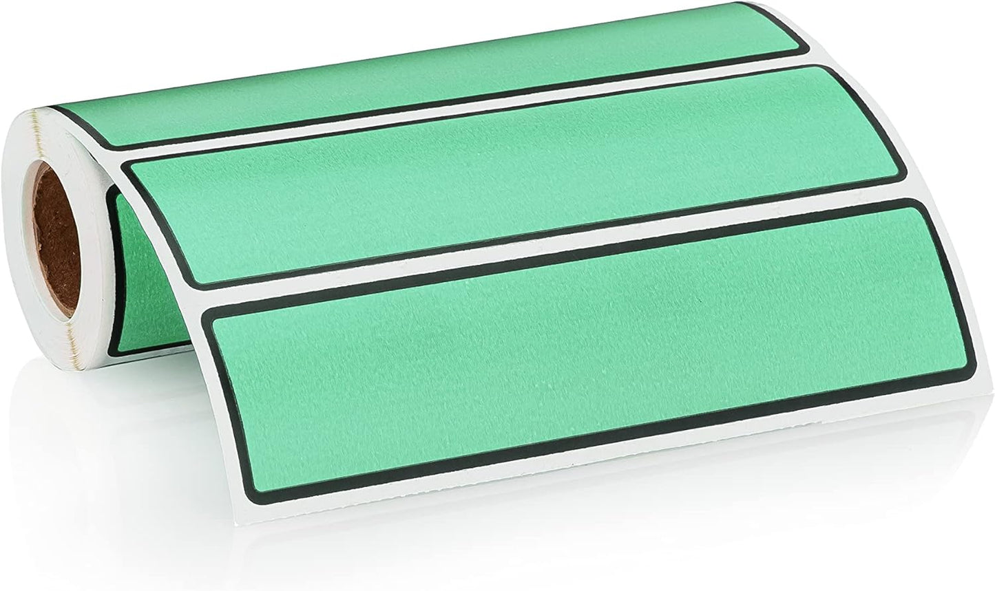 Carstens Adhesive Sticker Labels, 5 3/8” x 1 3/8”, Binder Labels for 1.5” – 4” Ring Binder Spines, Aqua, Roll of 200