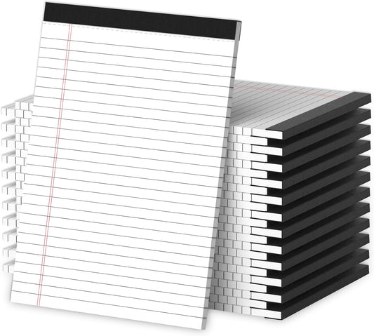24 Pack White Note Pads 8.5x11, Wide Ruled Legal Pads 8.5 x 11 Writing Pad, Micro Perforated Notepad 8.5'' x 11'' Lined Paper Pads, Thickness Paper with Strong Cardboard, 30 Sheets per Pad
