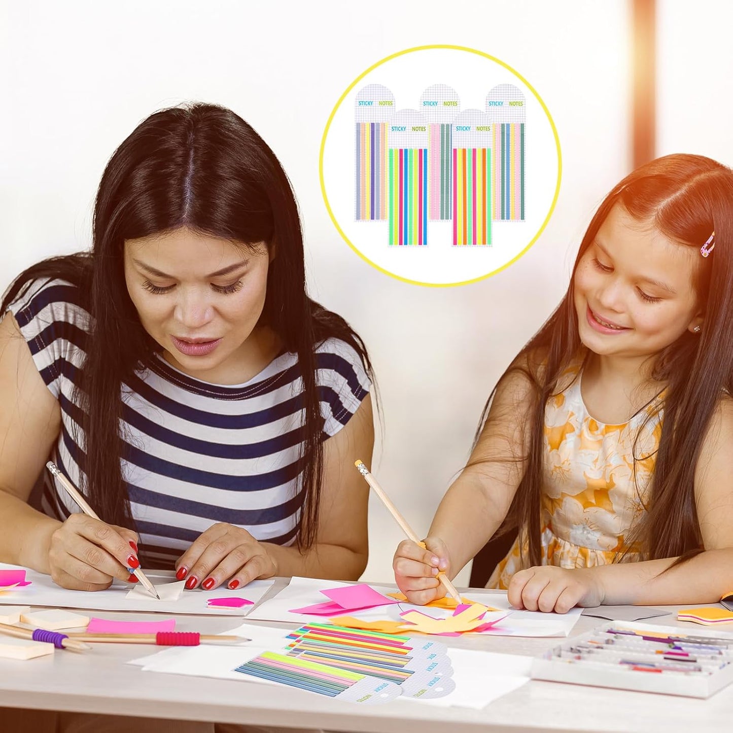 800 Pcs Sticky Long Highlighter Tape, Translucent Sticky Notes, Book Tabs for Annotating Books, Colorful Page Markers Strips, Index Tabs for Aesthetic Office School Study Supplies