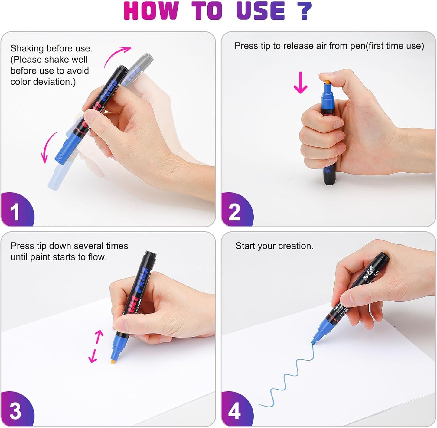 Gold Paint Pens Paint Markers - 2 Pack Permanent Quick Dry Waterproof Marker Pens for Rocks Wood Fabric Plastic Canvas Glass Mugs Metal Tire Stone