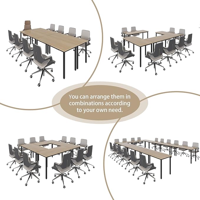 Bonzy Home Conference Tables 9ft Office Computer Desk for Meeting Room Study Writing Printer Podcast Table Save Space Design for 10 People Rustic Vintage Natural 4PCS 110.2"x47.2"x29.5"