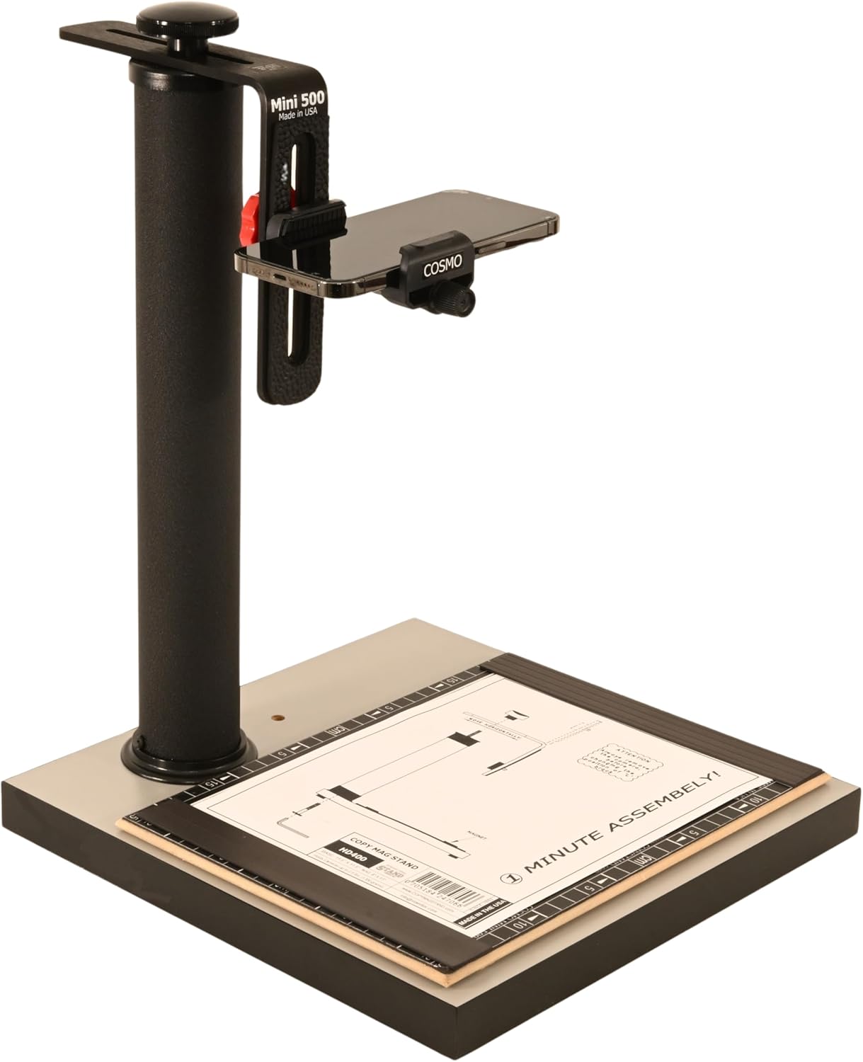 Cosmo Copy Stand, Mini 500, a Compact Tool with Floating Magnet Board for Digitizing Old Photos with Your High-Pixel Camera or Smartphone Instead of Scanning. Made in The USA