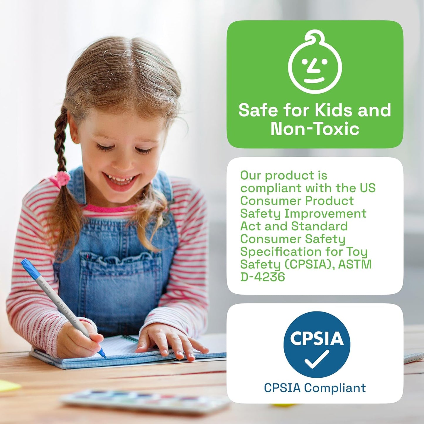 ARTISTRO 2 Blue Acrylic Paint Pens, Acrylic Paint Markers Dual Tip (Brush + Fine 1 mm), Canvas, Rock, Glass, Wood, Paper, DYI, Markers for Kids and Adults