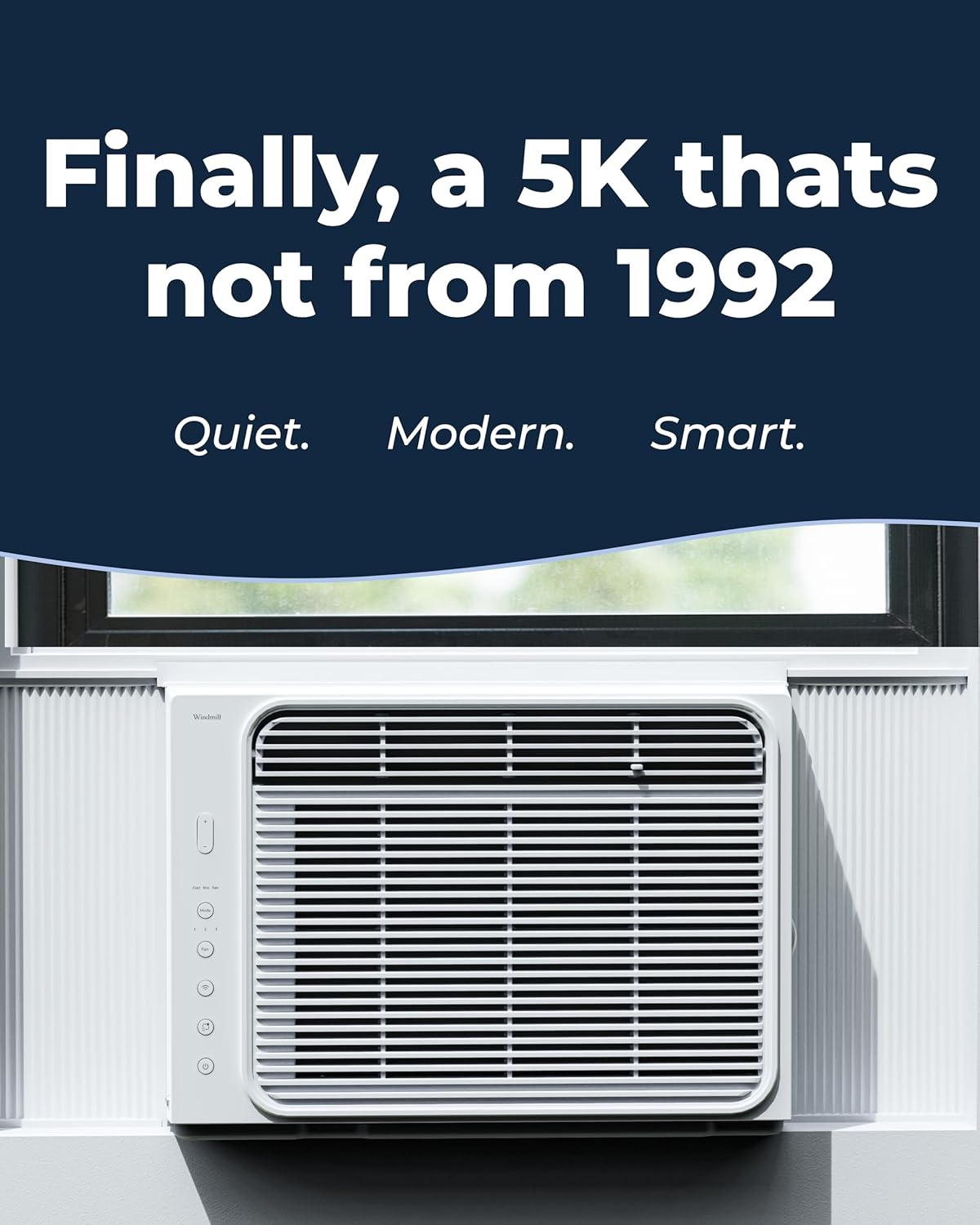Windmill 5,000 BTU Lite Window Air Conditioner - Cools up to 150 Sq. Ft. - Easy Install, Voice-Enabled, Remote Control & App Control, Energy-Efficient AC Unit for Small Spaces